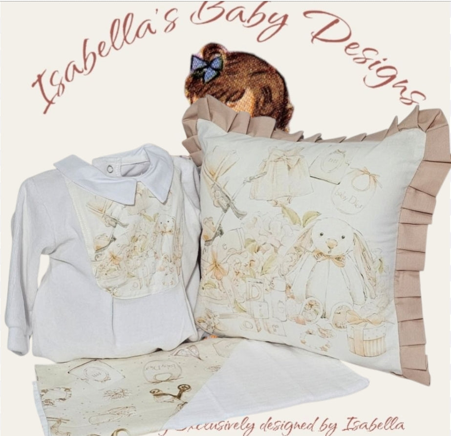 Tan & Beige Bunny Pram Set