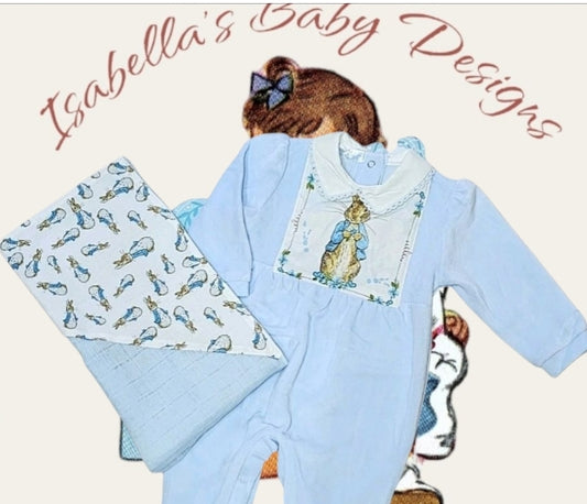Rabbit Babygrow & Muslin Set